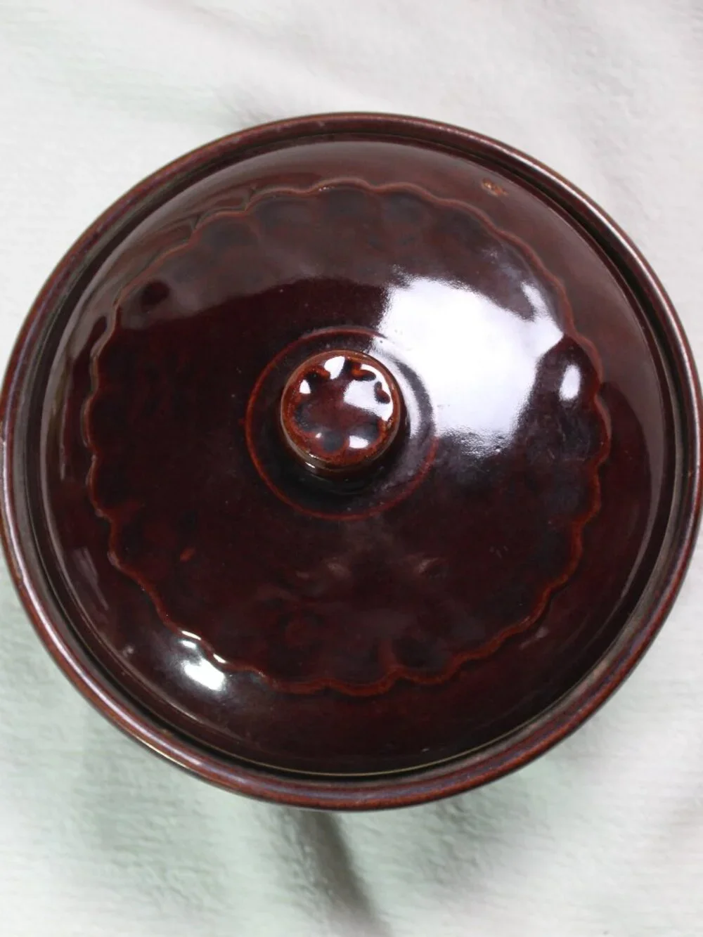 Vintage Marcrest Stoneware Brown Daisy Dot Ovenproof Dish Pot Lid Dutch 8